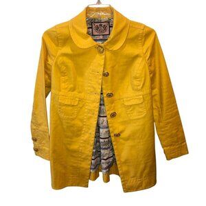 Juicy Couture Medium Yellow Button Front Pockets Back Pleats Pea Coat Jacket